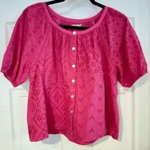 Faherty Pink Eyelet Women's Blouse